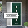 Aruba 4 Urban Style Composite Front Door Set with Single Side Screen - Flair Glass - Shown in Green