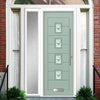 Aruba 4 Urban Style Composite Front Door Set with Single Side Screen - Central Murano Green Glass - Shown in Chartwell Green