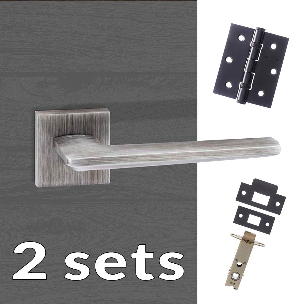 Two Pack Forme Boston Designer Lever on Minimal Square Rose - Urban Graphite