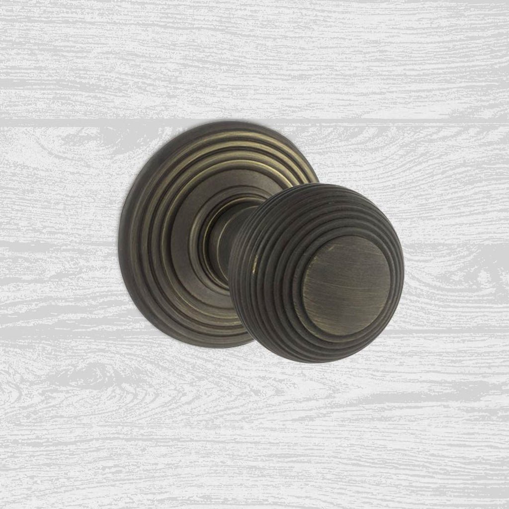 Ripon Reeded Old English Mortice Knob - Urban Bronze