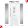Catalina 1 Urban Style Composite Front Door Set with Double Side Screen - Kupang Red Glass - Shown in Purple Violet