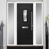 Catalina 1 Urban Style Composite Front Door Set with Double Side Screen - Prairie Glass - Shown in Black
