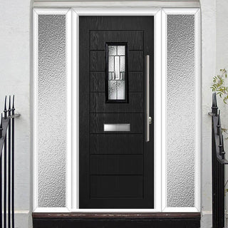 Image: Catalina 1 Urban Style Composite Front Door Set with Double Side Screen - Prairie Glass - Shown in Black