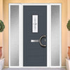 Catalina 1 Urban Style Composite Front Door Set with Double Side Screen - Pusan Glass - Shown in Slate Grey