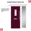 Catalina 1 Urban Style Composite Front Door Set with Single Side Screen - Kupang Red Glass - Shown in Purple Violet