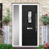 Catalina 1 Urban Style Composite Front Door Set with Single Side Screen - Prairie Glass - Shown in Black