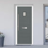 Aruba 1 Urban Style Composite Front Door Set with Linear Glass - Shown in Mouse Grey