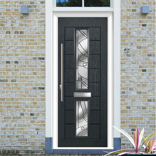 Image: Debonaire 2 Urban Style Composite Front Door Set with Central Abstract Glass - Shown in Anthracite Grey