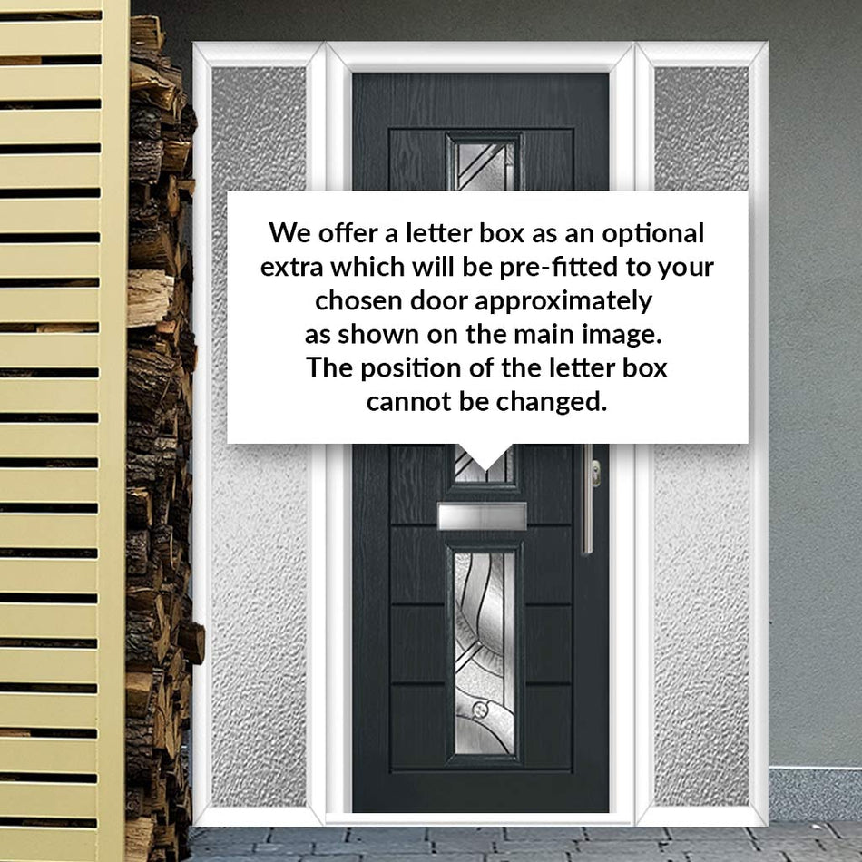 Debonaire 2 Urban Style Composite Front Door Set with Double Side Screen - Central Abstract Glass - Shown in Anthracite Grey