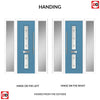 Debonaire 2 Urban Style Composite Front Door Set with Double Side Screen - Central Sandblast Ellie Glass - Shown in Pastel Blue
