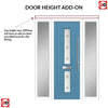 Debonaire 2 Urban Style Composite Front Door Set with Double Side Screen - Central Sandblast Ellie Glass - Shown in Pastel Blue