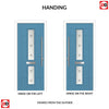 Debonaire 2 Urban Style Composite Front Door Set with Central Sandblast Ellie Glass - Shown in Pastel Blue