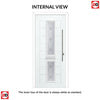 Debonaire 2 Urban Style Composite Front Door Set with Central Sandblast Ellie Glass - Shown in Pastel Blue