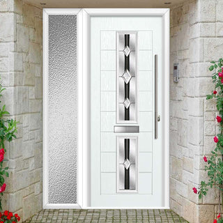 Image: Debonaire 2 Urban Style Composite Front Door Set with Single Side Screen - Central Jet Glass - Shown in White