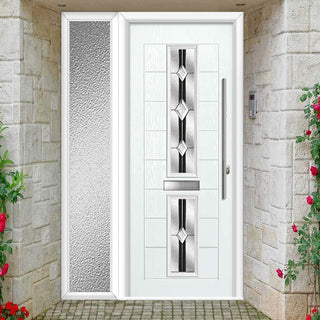 Image: Debonaire 2 Urban Style Composite Front Door Set with Single Side Screen - Central Jet Glass - Shown in White