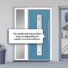 Debonaire 2 Urban Style Composite Front Door Set with Single Side Screen - Central Sandblast Ellie Glass - Shown in Pastel Blue