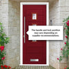 Aruba 3 Urban Style Composite Front Door Set with Central Barite Glass - Shown in Red