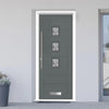 Aruba 3 Urban Style Composite Front Door Set with Central Matisse Glass - Shown in Mouse Grey