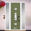 Firenza 3 Urban Style Composite Front Door Set with Double Side Screen - Central Kupang Black Glass - Shown in Reed Green