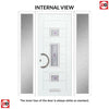 Firenza 3 Urban Style Composite Front Door Set with Double Side Screen - Central Murano Purple Glass - Shown in Red