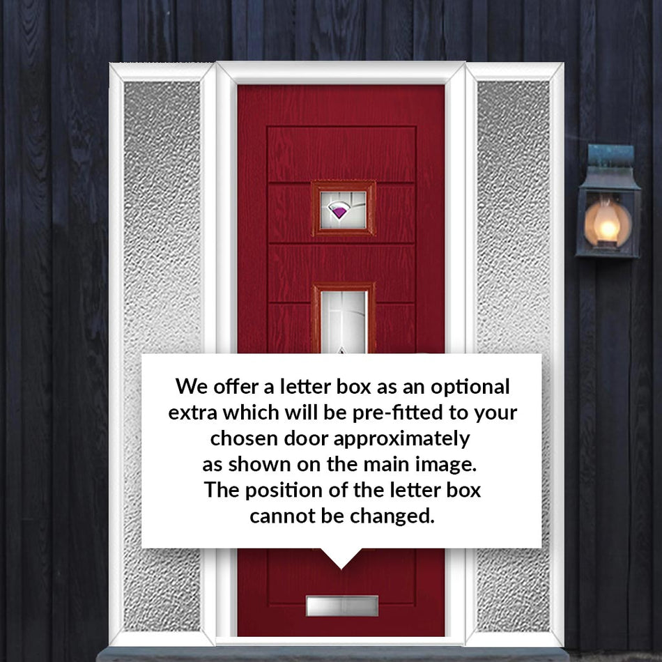 Firenza 3 Urban Style Composite Front Door Set with Double Side Screen - Central Murano Purple Glass - Shown in Red