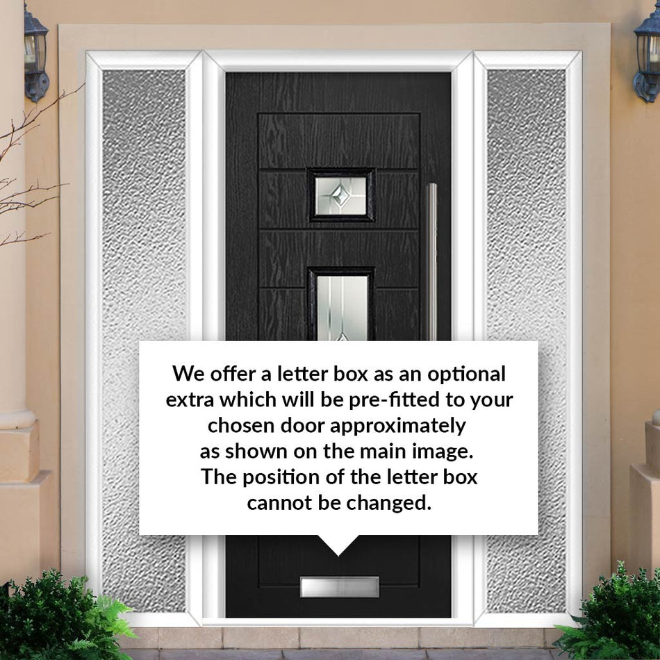 Firenza 3 Urban Style Composite Front Door Set with Double Side Screen - Central Roma Glass - Shown in Black