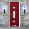 Firenza 3 Urban Style Composite Front Door Set with Central Murano Purple Glass - Shown in Red