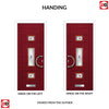 Firenza 3 Urban Style Composite Front Door Set with Central Murano Purple Glass - Shown in Red