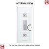 Firenza 3 Urban Style Composite Front Door Set with Central Murano Purple Glass - Shown in Red