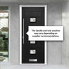 Firenza 3 Urban Style Composite Front Door Set with Central Roma Glass - Shown in Black