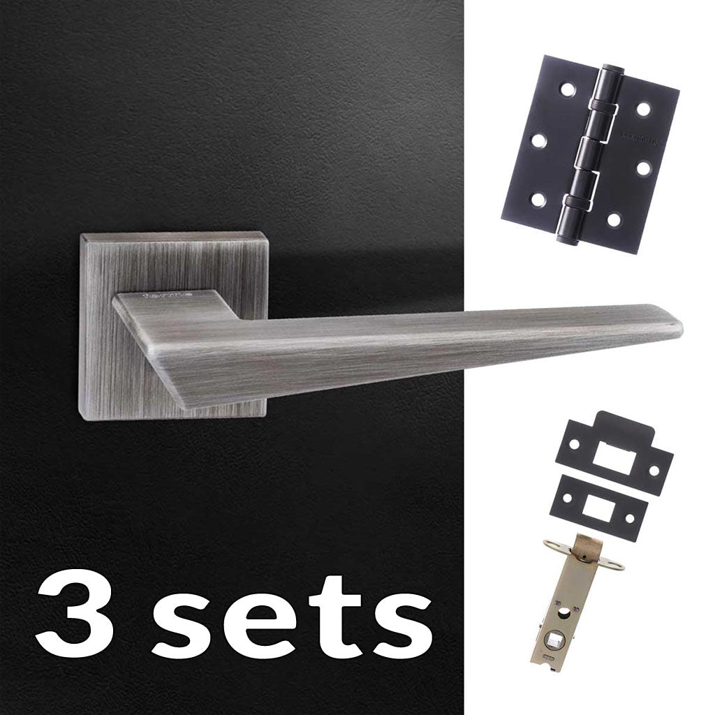 Three Pack Forme Naxos Designer Lever on Minimal Square Rose - Urban Graphite