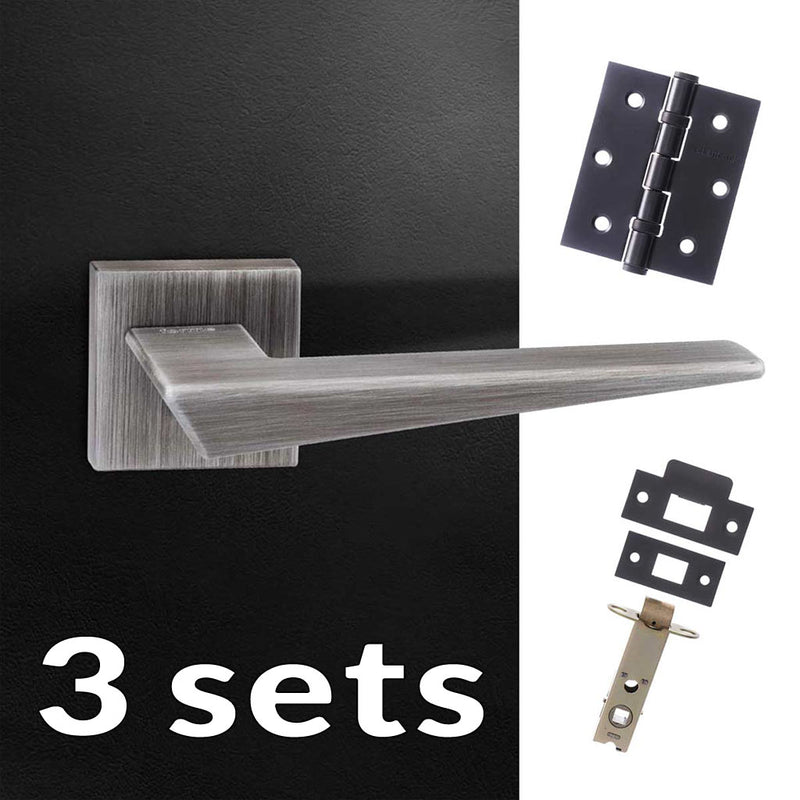 Three Pack Forme Naxos Designer Lever on Minimal Square Rose - Urban Graphite