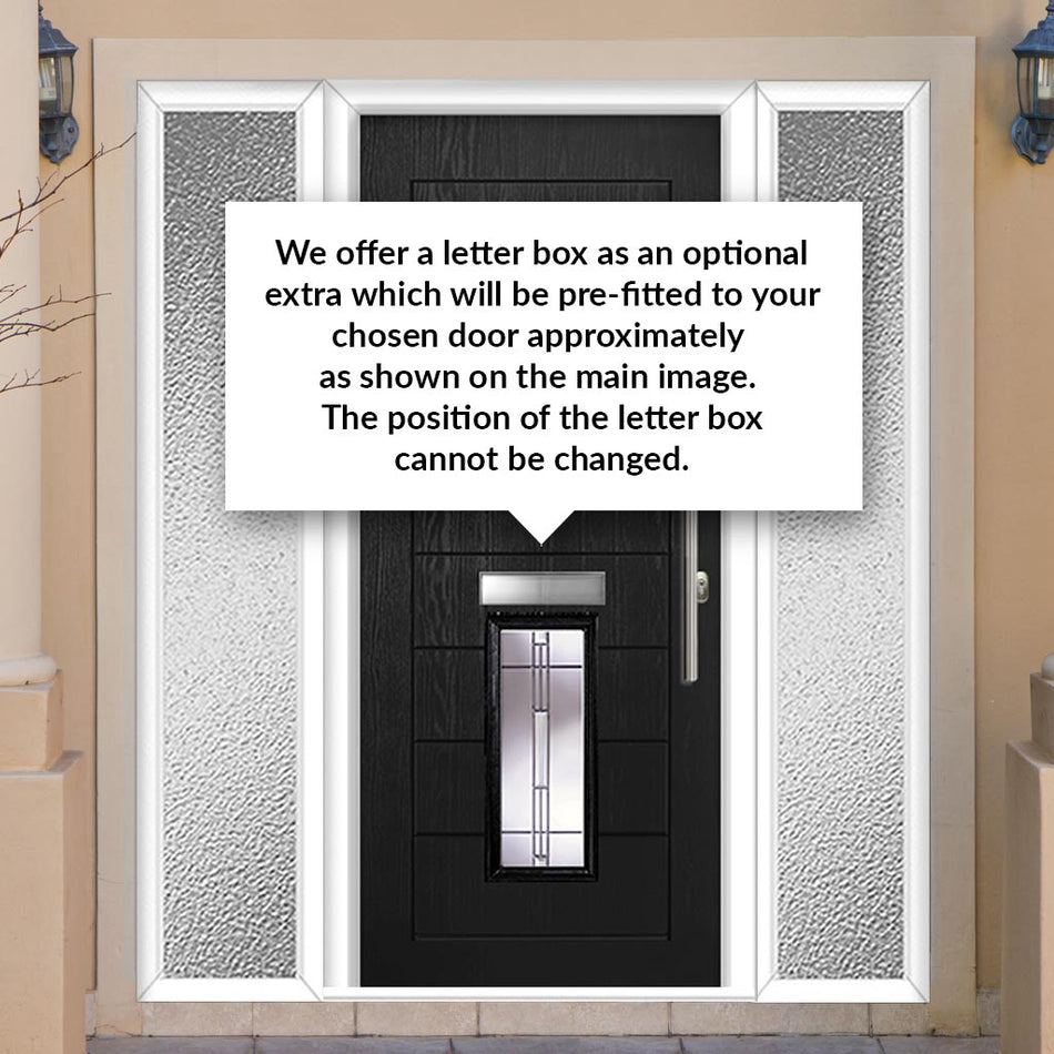 Seville 2 Urban Style Composite Front Door Set with Double Side Screen - Barite Glass - Shown in Black