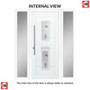Seville 2 Urban Style Composite Front Door Set with Double Side Screen - Kupang Red Glass - Shown in Purple Violet