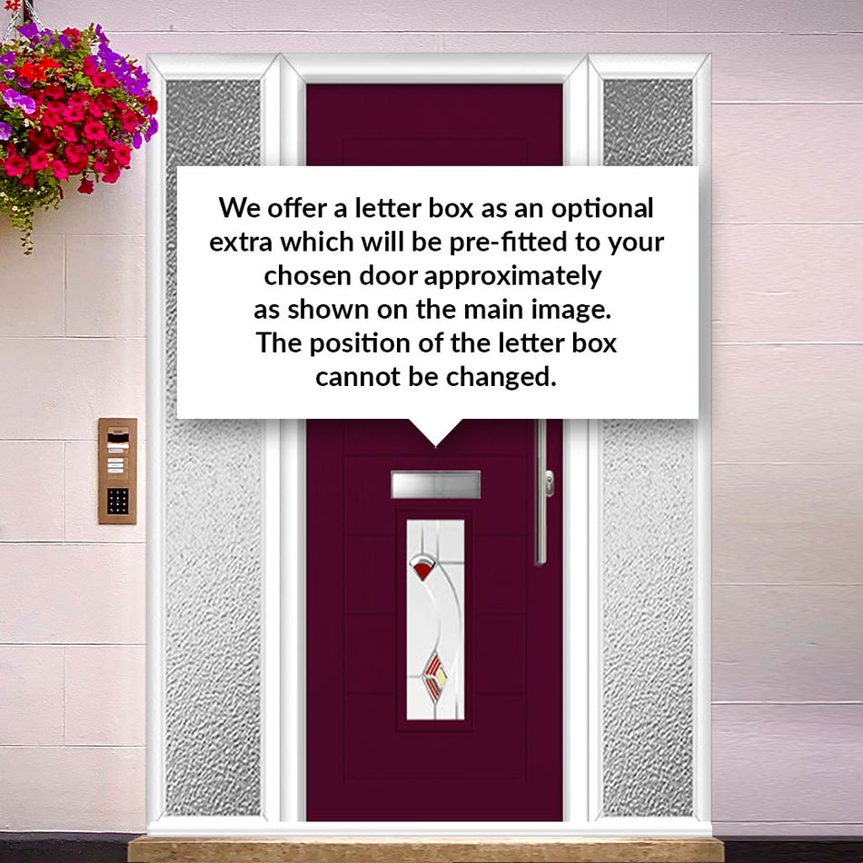 Seville 2 Urban Style Composite Front Door Set with Double Side Screen - Kupang Red Glass - Shown in Purple Violet