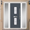 Seville 2 Urban Style Composite Front Door Set with Double Side Screen - Pusan Glass - Shown in Slate Grey
