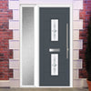 Seville 2 Urban Style Composite Front Door Set with Single Side Screen - Pusan Glass - Shown in Slate Grey