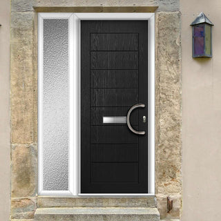 Image: Solid Urban Style Composite Front Door Set with Single Side Screen - Shown in Black