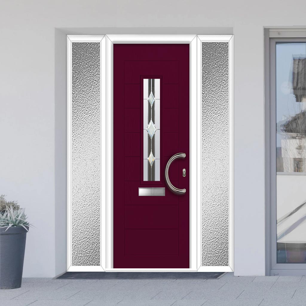 Tortola 1 Urban Style Composite Front Door Set with Double Side Screen - Jet Glass - Shown in Purple Violet