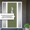 Tortola 1 Urban Style Composite Front Door Set with Double Side Screen - Matrix Glass - Shown in Reed Green