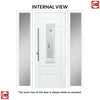 Tortola 1 Urban Style Composite Front Door Set with Double Side Screen - Murano Red Glass - Shown in Black