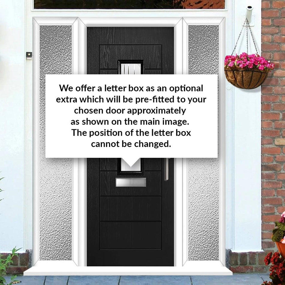 Tortola 1 Urban Style Composite Front Door Set with Double Side Screen - Murano Red Glass - Shown in Black