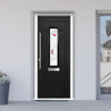 Tortola 1 Urban Style Composite Front Door Set with Murano Red Glass - Shown in Black