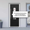 Tortola 1 Urban Style Composite Front Door Set with Murano Red Glass - Shown in Black