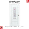 Tortola 1 Urban Style Composite Front Door Set with Murano Red Glass - Shown in Black