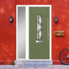 Tortola 1 Urban Style Composite Front Door Set with Single Side Screen - Matrix Glass - Shown in Reed Green