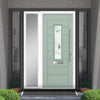 Tortola 1 Urban Style Composite Front Door Set with Single Side Screen - Murano Green Glass - Shown in Chartwell Green