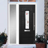 Tortola 1 Urban Style Composite Front Door Set with Single Side Screen - Murano Red Glass - Shown in Black