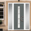 Uracco 1 Urban Style Composite Front Door Set with Double Side Screen - Sandblast Ellie Glass - Shown in Mouse Grey