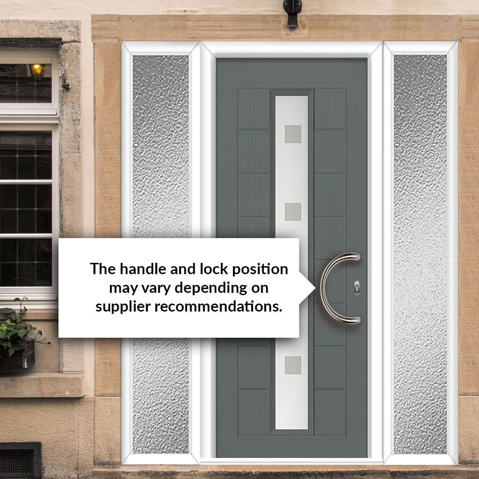 Uracco 1 Urban Style Composite Front Door Set with Double Side Screen - Sandblast Ellie Glass - Shown in Mouse Grey